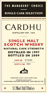 Cardhu Managers'' Choice OB 1997 57.3%alc.