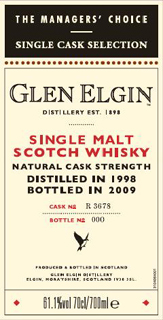 Glen Elgin Managers'' Choice OB 1998 61.1%alc.