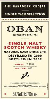 Oban Managers'' Choice OB 2000 58.7%alc.