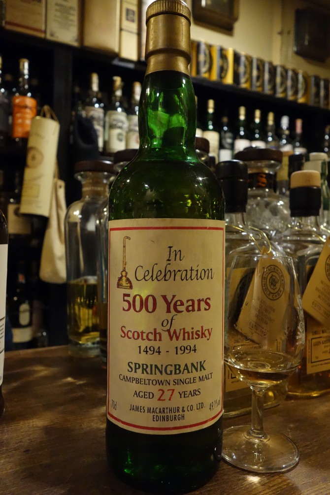 SPRINGBANK 27yo JAMES MACARTHUR'S In Celebration 500 Years of Scotch Whisky