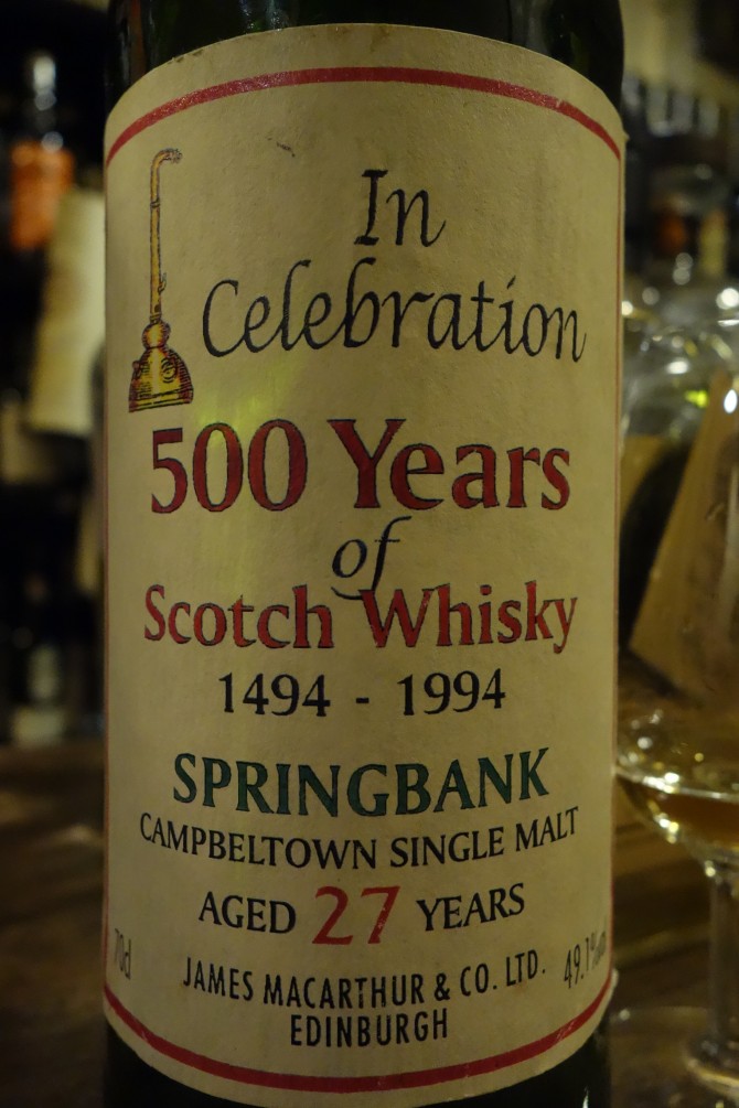 スプリングバンク SPRINGBANK 27yo JAMES MACARTHUR'S In Celebration 500 Years of Scotch Whisky