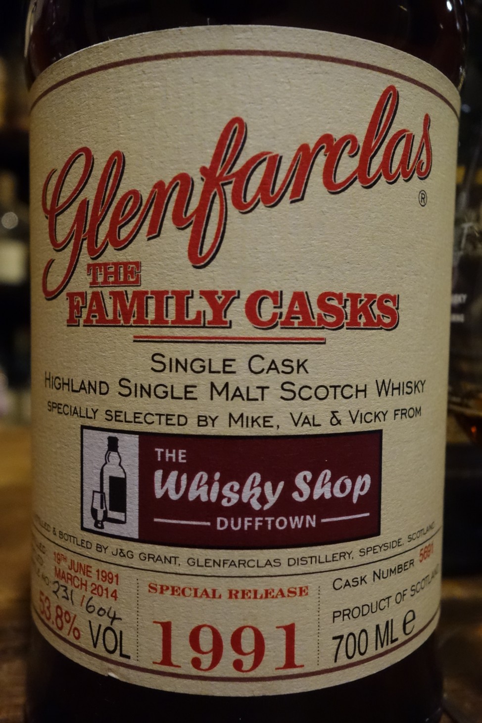グレンファークラス GLENFARCLAS 1991-2014 22yo OB THE FAMILY CASKS for THE Whisky Shop #5691