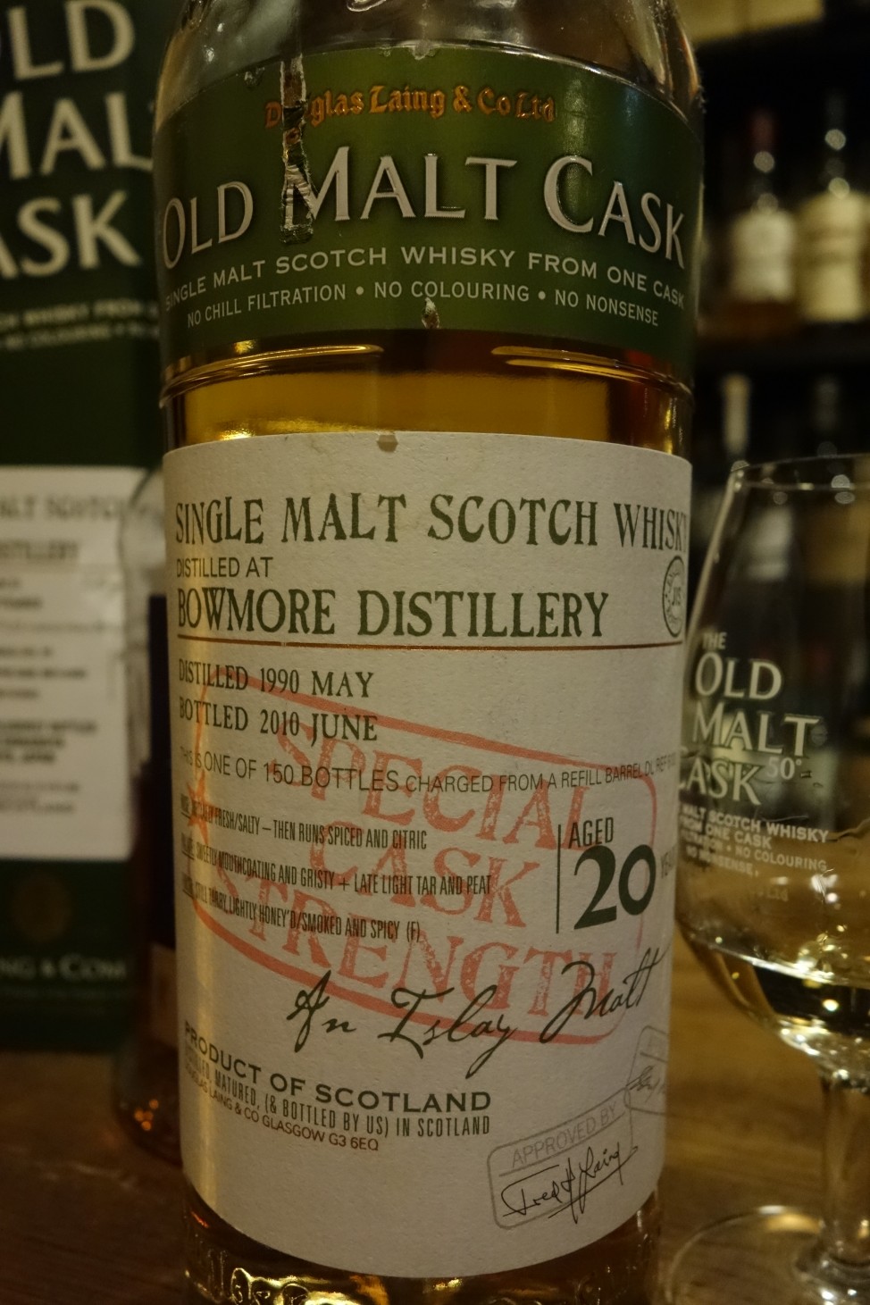 ボウモア BOWMORE 1990-2010 20yo DOUGLAS LAING Old Malt Cask for JIS "SPECIAL CASK STRENGTH" #6193